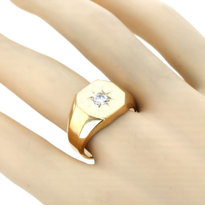 楽天市場】K18YG イエローゴールド リング ダイヤモンド 0.235ct 印台 