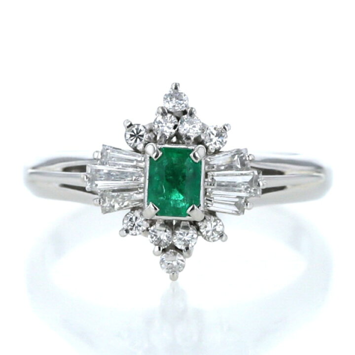 楽天市場】値下げ Pt850 プラチナ リング エメラルド0.31ct 