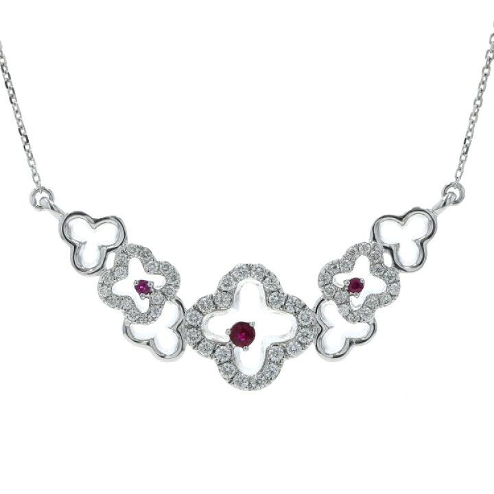 楽天市場】K18WG ホワイトゴールド ネックレス ルビー 0.10ct 