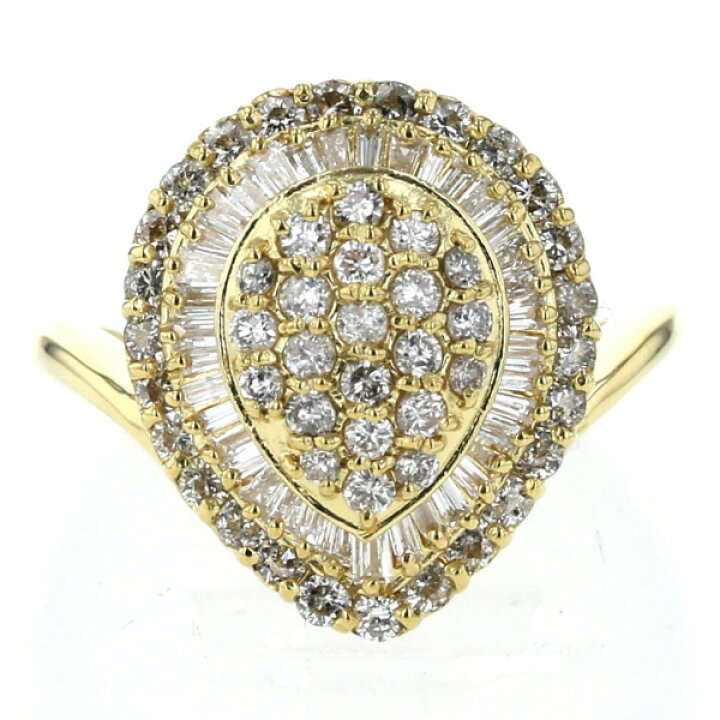 楽天市場】K18YG イエローゴールド リング ダイヤモンド 1.00ct 雫 
