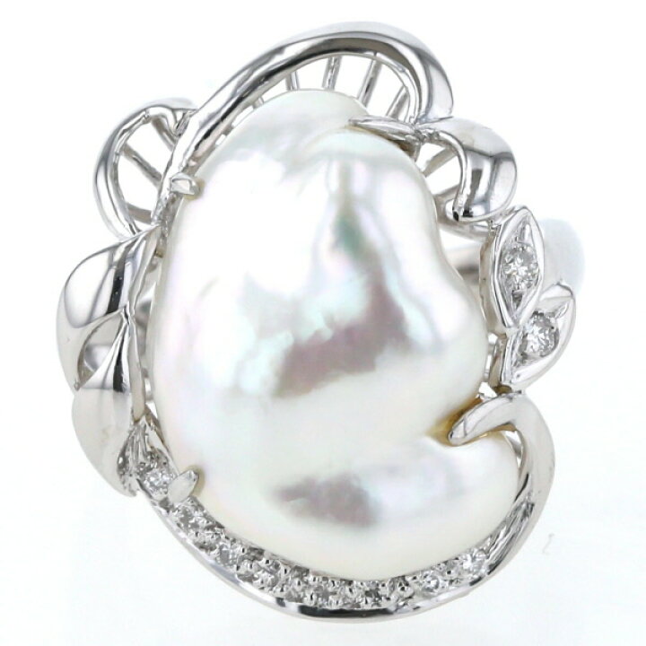 楽天市場】Pt900 プラチナ リング 真珠 ダイヤモンド 0.12ct 大粒 変形  