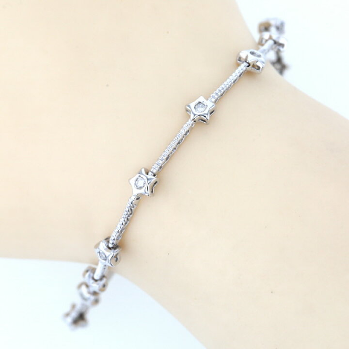 楽天市場】 K18WG ホワイトゴールド ブレスレット ダイヤモンド 0.25ct  