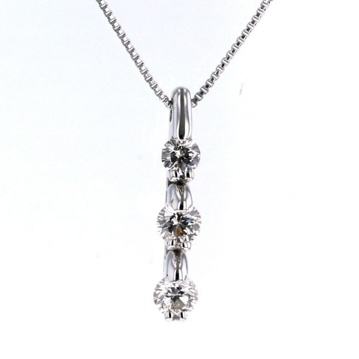 楽天市場】K18WG ホワイトゴールド ネックレス ダイヤモンド 0.33ct 3  