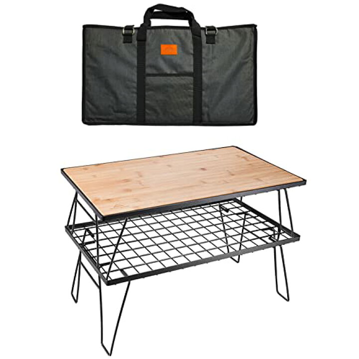 ずっと気になってた キャンピングムーン CAMPING MOON フィールドラック グラウンドラック 折り畳みラック 黒メッキスチール製 収納バック付き 本体T230