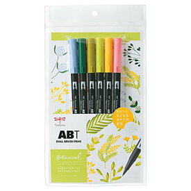 トンボ鉛筆 筆ペン デュアルブラッシュペン ABT 6色セット ボタニカル AB-T6CBT 送料無料