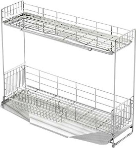 ヨシカワ 水切りラック 水切りかご 2段 幅15×奥行57cm 5~6人用 日本製 食器 シンクサイド 幅の広がる 送料無料