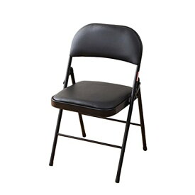 [山善] 折りたたみ パイプ 椅子 座面ゆったり39×39cm コンパクト収納 完成品 ブラック/ブラック YMC-22(BK/BK) 送料無料