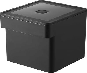 山崎実業(Yamazaki) 電子レンジ ・ 食洗機対応 ザル付き 保存容器 ブラック 本体:W13.6×D15.1×H11cm タワー 送料無料