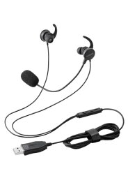 エレコム 有線ヘッドセット USB マイク付き インナーイヤー カナル型 両耳 ブラック ECHS-EP21SUBK 送料無料