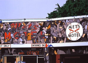 鈴木英人「METS MOTEL」1987年 リトグラフ 額付版画作品国内 送料無料