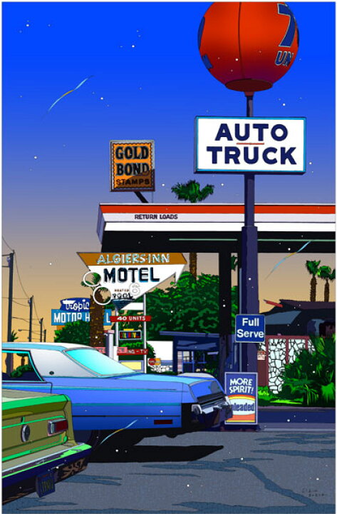 お中元 鈴木英人 楽団養成通りの明暗 14年 Emグラフ 額付版画作品国内 送料無料 Fucoa Cl