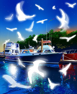 鈴木英人「白いモザイク」BIRDS GAME 2012年 EMグラフ 額付版画作品国内 送料無料