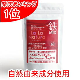 自然由来成分使用 鉄分サプリメント 鉄分 ヘム鉄 フェリチン鉄 メール便送料無料 無添加 鉄 サプリ まめ鉄 豆鉄 ララナチュラ 鉄MIX 60カプセル(約1ヶ月分) 国産 サプリメント 鉄 葉酸 補給 不足 女性 子供
