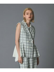 ツイードペプラムジレ GRACE CONTINENTAL グレースコンチネンタル トップス ベスト・ジレ ネイビー ベージュ【送料無料】[Rakuten Fashion]