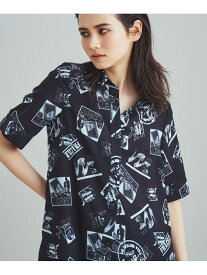 フォトプリントシャツドレス GRACE CONTINENTAL グレースコンチネンタル ワンピース・ドレス シャツワンピース ベージュ ブラック【送料無料】[Rakuten Fashion]