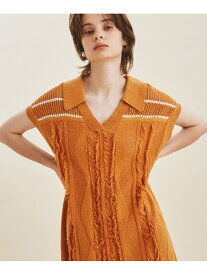 【SALE／70%OFF】フリンジニットワンピース GRACE CONTINENTAL グレースコンチネンタル ワンピース・ドレス ワンピース オレンジ ホワイト【RBA_E】【送料無料】[Rakuten Fashion]