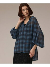 チェックカフタントップ GRACE CONTINENTAL グレースコンチネンタル トップス シャツ・ブラウス ブルー【送料無料】[Rakuten Fashion]