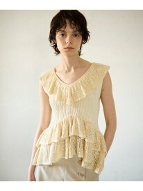 【SALE／70%OFF】ミックスフリルニットトップ GRACE CONTINENTAL グレースコンチネンタル トップス その他のトップス ホワイト イエロー【RBA_E】【送料無料】[Rakuten Fashion]