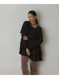 【SALE／50%OFF】シフォンフリルブラウス GRACE CONTINENTAL グレースコンチネンタル トップス シャツ・ブラウス ブラウン ベージュ【RBA_E】【送料無料】[Rakuten Fashion]