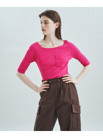 【SALE／70%OFF】リブニットトップ GRACE CONTINENTAL グレースコンチネンタル トップス ニット ブラウン ピンク ブラック【RBA_E】【送料無料】[Rakuten Fashion]