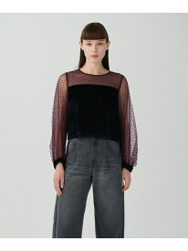 【SALE／60%OFF】フロッキーチュールコンビトップ GRACE CONTINENTAL グレースコンチネンタル トップス カットソー・Tシャツ ブラック グレー【RBA_E】【送料無料】[Rakuten Fashion]