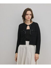 【SALE／30%OFF】ブレードツイードニットジャケット GRACE CONTINENTAL グレースコンチネンタル ジャケット・アウター ノーカラージャケット ホワイト ブラック【RBA_E】【送料無料】[Rakuten Fashion]