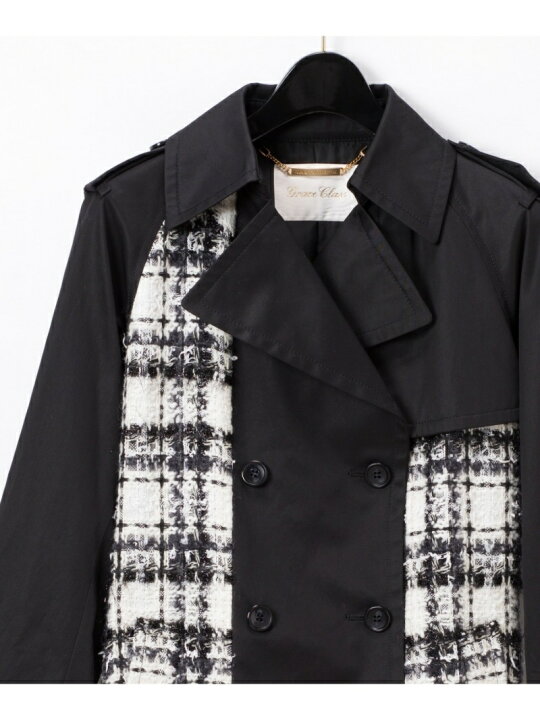 楽天市場】【SALE／60%OFF】チェックツイード切替トレンチ GRACE 