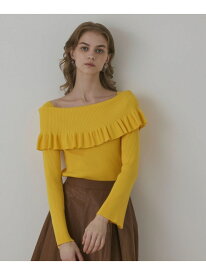 【SALE／50%OFF】オフショルフリルニットトップ GRACE CONTINENTAL グレースコンチネンタル トップス ニット イエロー グレー ブラック【RBA_E】【送料無料】[Rakuten Fashion]