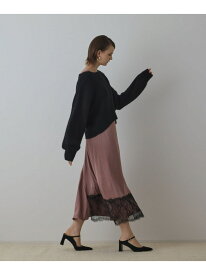 【SALE／10%OFF】サテンレースニットワンピース GRACE CONTINENTAL グレースコンチネンタル ワンピース・ドレス ワンピース ブラック グレー【RBA_E】【送料無料】[Rakuten Fashion]