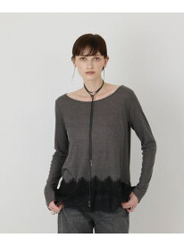 レースヘムテレコカットトップ GRACE CONTINENTAL グレースコンチネンタル トップス カットソー・Tシャツ ホワイト グレー【送料無料】[Rakuten Fashion]