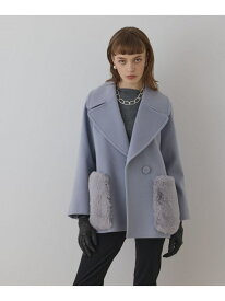 【SALE／30%OFF】ファーポケットピーコート GRACE CONTINENTAL グレースコンチネンタル ジャケット・アウター ピーコート ブルー ベージュ ブラック【RBA_E】【送料無料】[Rakuten Fashion]