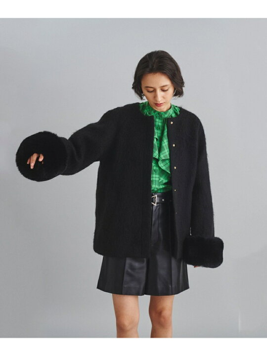 楽天市場】【SALE／60%OFF】ファー付シャギーノーカラーコート GRACE 