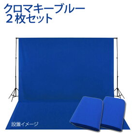 クロマキーブルー 背景布 3x6m 2枚セット撮影用背景布 3m×6m 特大 高品質布バック 背景 cg スタジオ大型全身撮影用 《ブルー・青・クロマキーブルー》スタンドは別売