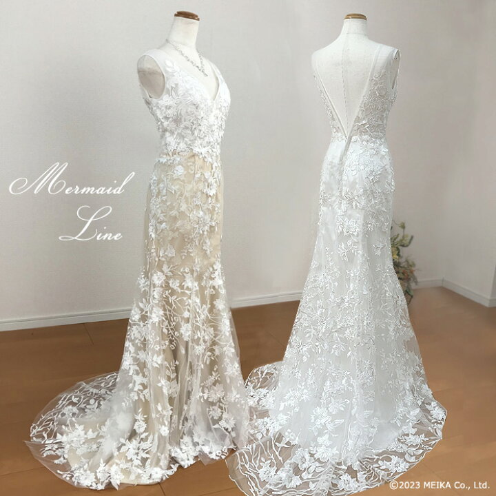 楽天市場】【ベージュ/ ホワイト】【即日発送】 ウェディングドレス V  