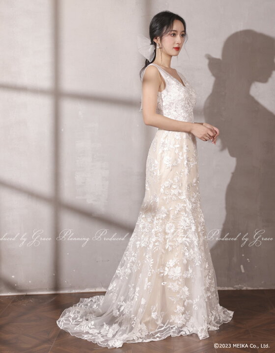 楽天市場】【ベージュ/ ホワイト】【即日発送】 ウェディングドレス V  