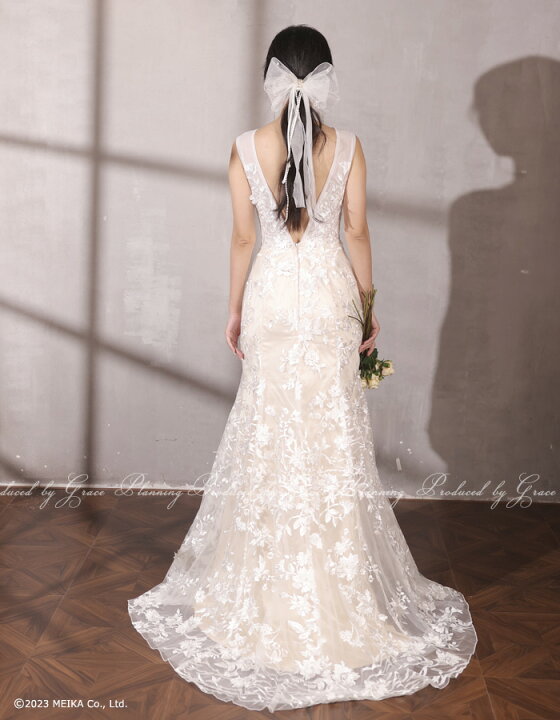 楽天市場】【ベージュ/ ホワイト】【即日発送】 ウェディングドレス V  