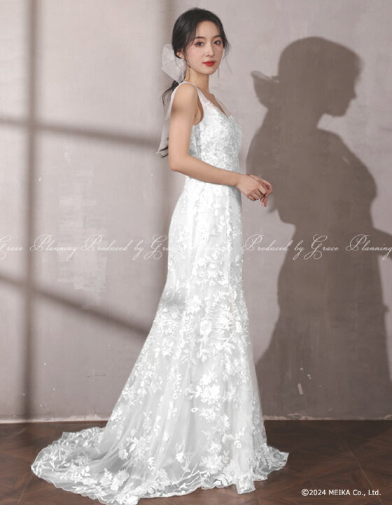 楽天市場】【ベージュ/ ホワイト】【即日発送】 ウェディングドレス V  