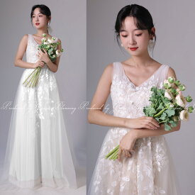 【即日発送】 ベージュ/ホワイト の2カラー ウェディングドレス ベージュ ロングトレーン ウエディングドレス 小さめ 大きめ チュールドレス フォトウェディング 二次会 ノースリーブ 前撮り 後撮り Aライン 1.5次会 80 gcd_80042