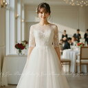 在庫処分【即日発送】ウェディングドレス 袖あり 二次会 白 五分袖の Aラインドレス ウエディングドレス 花嫁ドレス ウェディングフォト 1.5次会 WeddingDress 80 gcd_8837/5005