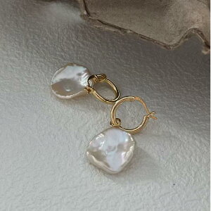 送料無料 バロックパール フープピアス カジュアル 淡水真珠 レディース オールシーズン 結婚式 冠婚葬祭 可愛い 上品 おしゃれ 人気 18K S925