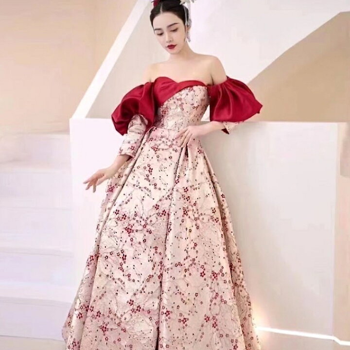 楽天市場】カラードレス プリンセスライン ロングドレス ウエディング  