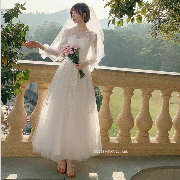 楽天市場】ウエディングドレス 二次会 Aライン ロングドレス 結婚式 