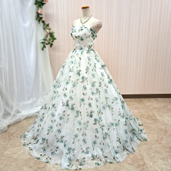 楽天市場】カラードレス ウェディングドレス 花柄プリント プリンセス 