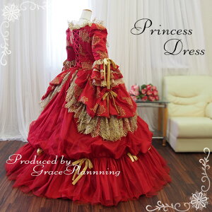 【サイズオーダー】【JLHシリーズ】カラードレス☆プリンセスラインお姫様ドレス5〜25号赤レッド系/中世貴族風ドレス袖付き声楽オペラ舞台ステージ衣装サイズオーダー無料【送料無料】