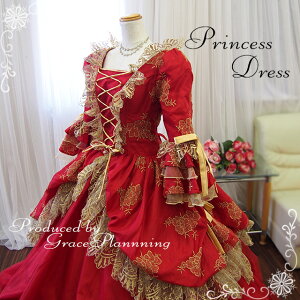 【サイズオーダー】【JLHシリーズ】カラードレス☆プリンセスラインお姫様ドレス5〜25号赤レッド系/中世貴族風ドレス袖付き声楽オペラ舞台ステージ衣装サイズオーダー無料【送料無料】