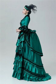 貴族ドレス ヨーロッパ 西洋ドレス 劇場 中世貴族風 3点セット バロック時代bustle 宮廷ドレス ビリジャン 王族服 舞台 オペラ声楽 厚サテン パーティー 演奏会 豪華 ステージ衣装