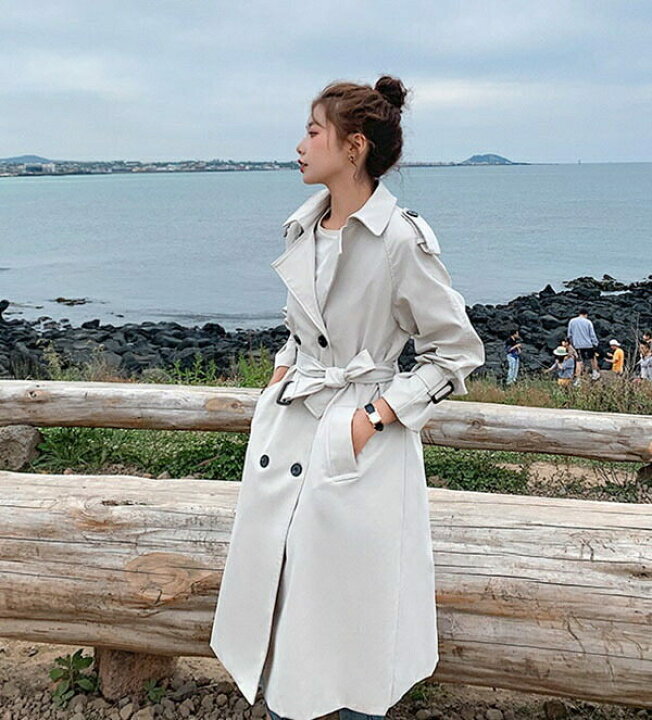 楽天市場 トレンチコート レディース ロング丈 スプリングコート オフホワイト ブルー ロングコート アウター 春 春コート 春服 代 30代 40代 ベルト付き カジュアル 長袖 大きいサイズ オフィス 通勤 Ol 定番 おしゃれ 無地 グレースショップ