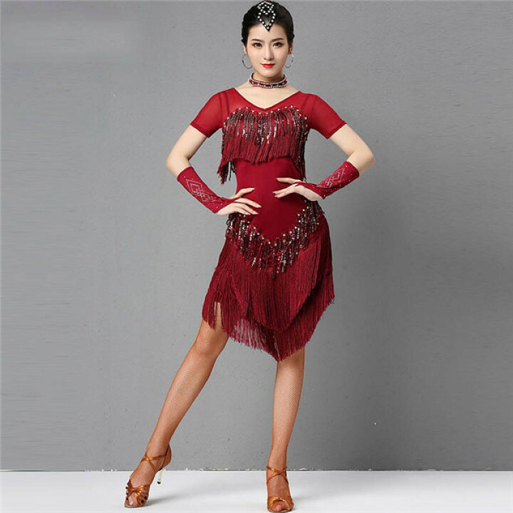 楽天市場】社交ダンス モダンドレス ラテンダンス レディース フリンジ 