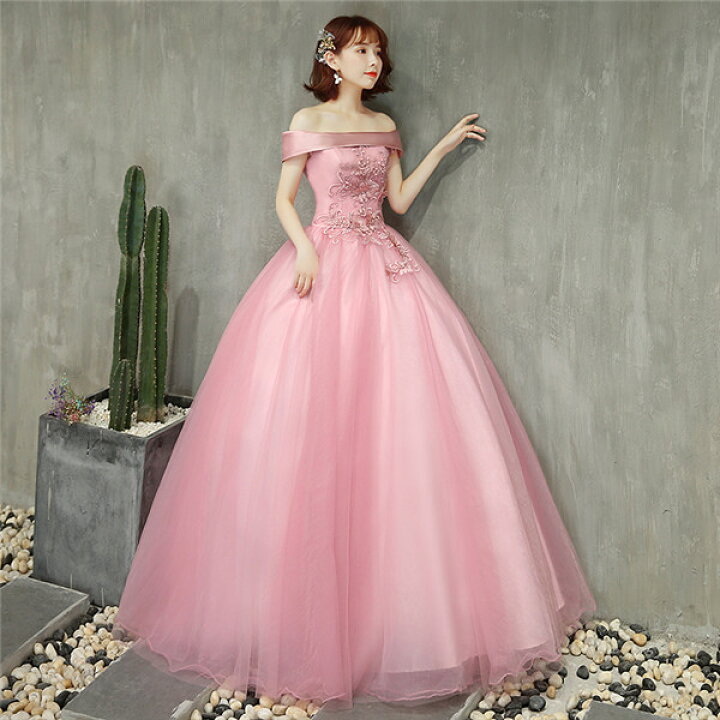 楽天市場】カラードレス ウェディング ロング オフショルダー演奏会  