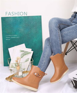 レインブーツ レディース 完全防水 ショートブーツ 四季通用 可愛いレインシューズ 3cmヒール 雨 雪 撥水 防寒 黒 茶色 グレー ピンク 軽い 春 夏 秋 冬 滑りにくい 雨靴 通勤 シンプル 雨具 レ